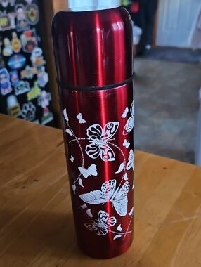 Red Stainless Butterfly Travel Bottle